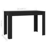 vidaXL Table de salle à manger Noir 120 x 60 x 76 cm Bois d'ingénierie