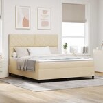 vidaXL Lit à ressorts avec matelas Crème 180 x 200 cm tissu