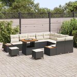 vidaXL Ensemble de canapé de jardin 12 Pièces Noir Poly rotin