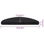 vidaXL Tapis d'escalier autocollants 30 pièces 56 x 17 x 3 cm Noir Demi-rond
