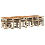 vidaXL Ensemble à manger de jardin et coussins 17 Pièces beige