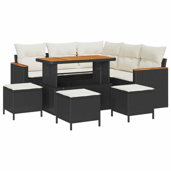 vidaXL Ensemble de canapé de jardin 9 Pièces Noir polyrotin