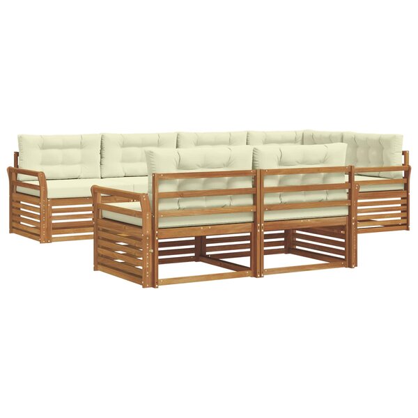 vidaXL Ensemble de canapés d'extérieur 7 pc Naturel et Crème