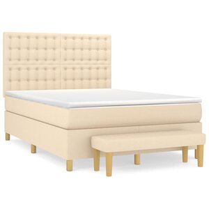 vidaXL Sommier à lattes de lit avec matelas Crème 140x200 cm Tissu