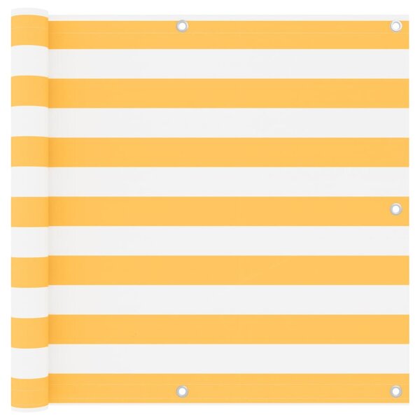vidaXL Écran de balcon Blanc et jaune 90x400 cm Tissu Oxford