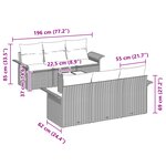 vidaXL Set de Canapé de Jardin 7 pièces avec Coussins Noir Poly Rotin