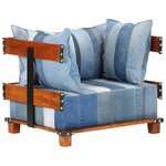 Vidaxl fauteuil 80x67x62 cm tissu en jean et bois massif de manguier