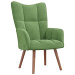 vidaXL Chaise de relaxation avec repose-pied Vert clair Velours
