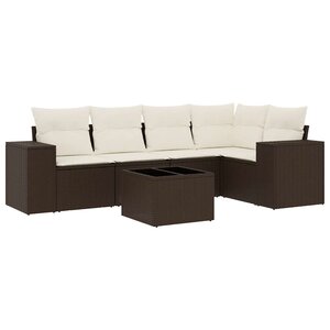 vidaXL Salon de jardin avec coussins 6 Pièces marron résine tressée