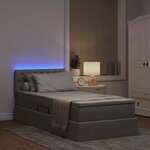 vidaXL Lit de rangement LED avec matelas Taupe 100 x 200 cm Tissu