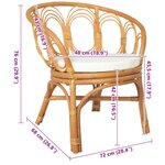vidaXL Chaise à manger avec coussin marron clair Rotin naturel et lin
