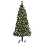 vidaXL Sapin de Noël artificiel pré-éclairé et support vert 210 cm PET