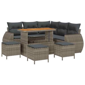 vidaXL Ensemble de canapé de jardin 9 Pièces Gris polyrotin
