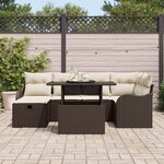 vidaXL Ensemble de canapé de jardin 7 Pièces Marron Poly rotin