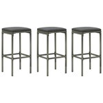 vidaXL Meuble de bar de jardin 4 Pièces avec coussins Résine tressée Gris