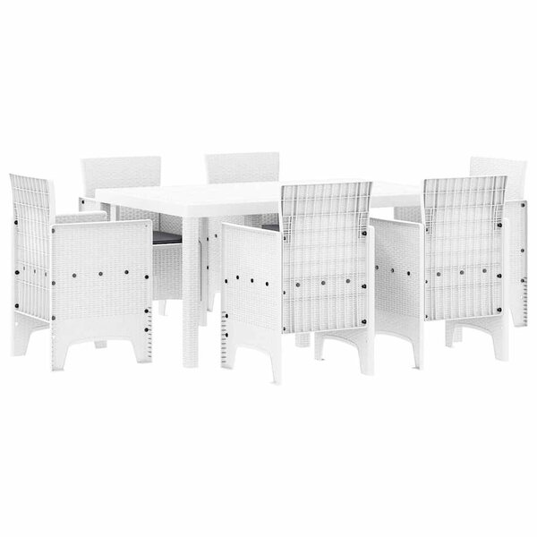 vidaXL Ensemble de salle à manger pour jardin 7 Pièces Blanc Rattan Polt