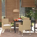 vidaXL Meubles à dîner de jardin et coussins 5 Pièces Poly rotin Beige