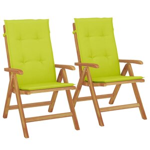 vidaXL Chaises de jardin inclinables lot de 2 et coussins teck massif