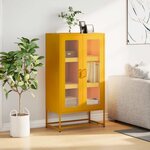 vidaXL Buffet haut jaune moutarde 68x39x123 cm acier