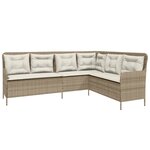 vidaXL Canapé de jardin avec coussins forme de L beige résine tressée