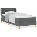 vidaXL Lit à ressort avec matelas en gris foncé  100 x 200 cm  tissu