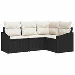 vidaXL Ensemble de canapé de jardin 4 Pièces Noir Poly rotin