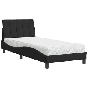 vidaXL Lit avec matelas Hanko noir 90x190 cm velours