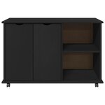 vidaXL Cabinet roulant Noir 100 x 39 x 65 5 cm Bois de Pin Massif