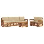 vidaXL Ensemble de canapés d'extérieur 7 pc Naturel et Beige
