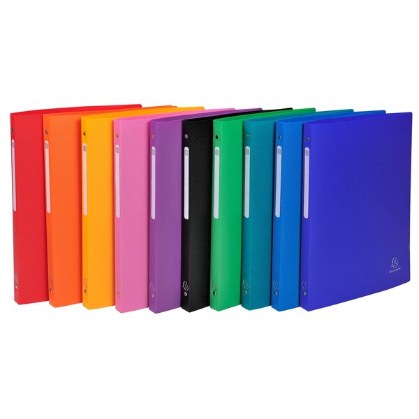 Classeur 4 Anneaux 15mm Polypropylène Opak - A4 - Couleurs Assorties - X 20 - Exacompta