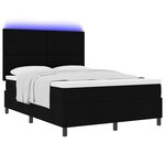 vidaXL Lit avec sommier avec matelas & LED noir 140x200 cm en tissu