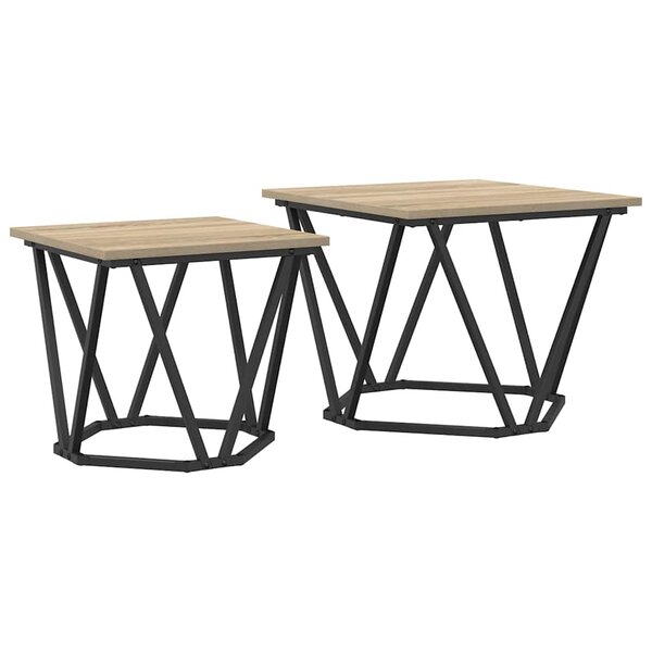 vidaXL Ensemble de tables d'appoint 2 Pièces Chêne sonoma 50 x 50 x 40 cm