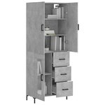 vidaXL Buffet haut Gris béton 69 5x34x180 cm Bois d'ingénierie