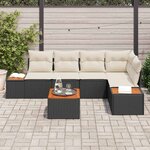 vidaXL Ensemble de canapé de jardin 6 Pièces Noir et crème Poly rotin
