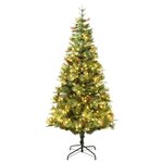 vidaXL Sapin de Noël pré-éclairé et pommes de pin vert 225cm PVC et PE