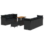 vidaXL Ensemble de canapé de jardin Manuel 10 Pièces Noir 90 x 55 x 71 cm