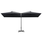 vidaXL Parasol de jardin double avec mât en acier anthracite 600x300cm