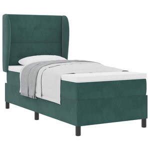 vidaXL Lit à ressorts avec matelas Vert foncé 200 x 90 cm Polyester