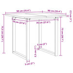 vidaXL Table à manger cadre en O 90x90x75 5cm bois de pin massif acier
