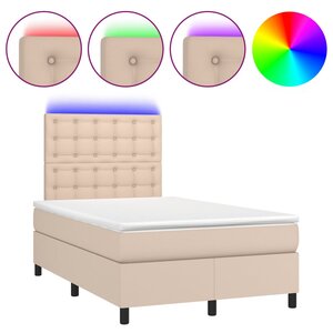 vidaXL Sommier à lattes de lit avec matelas LED cappuccino 120x190 cm
