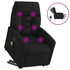 vidaXL Fauteuil inclinable de massage électrique noir tissu microfibre