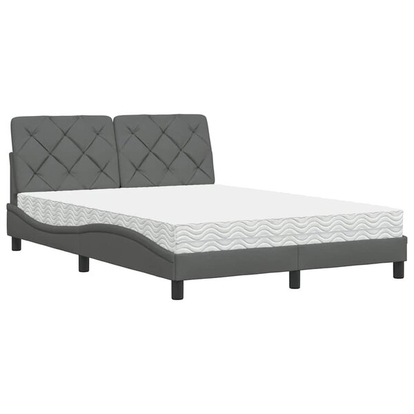vidaXL Lit avec matelas gris foncé 140x190 cm tissu