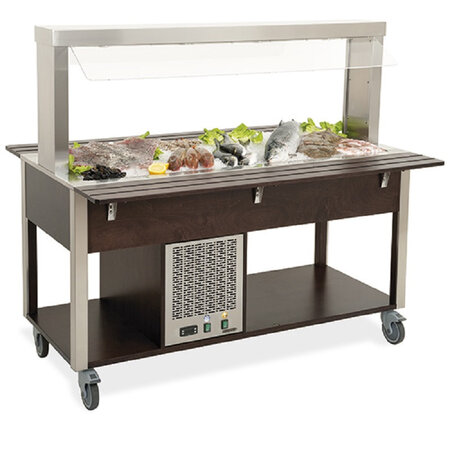 Buffet self service réfrigéré professionnel - 4 gn 1/1 - virtus - r404 - bois1610 x680x1440mm