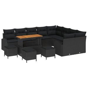 vidaXL Ensemble de canapé de jardin 13 Pièces Noir 110 x 55 x 71 cm