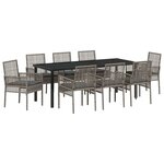 vidaXL Ensemble de salle à manger pour jardin 9 Pièces Gris polyrotin