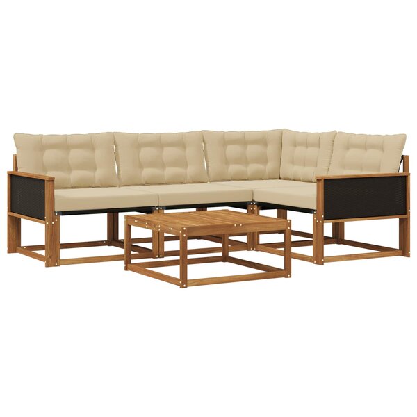 vidaXL Ensemble de canapés d'extérieur 5 Pièces Naturel et Beige