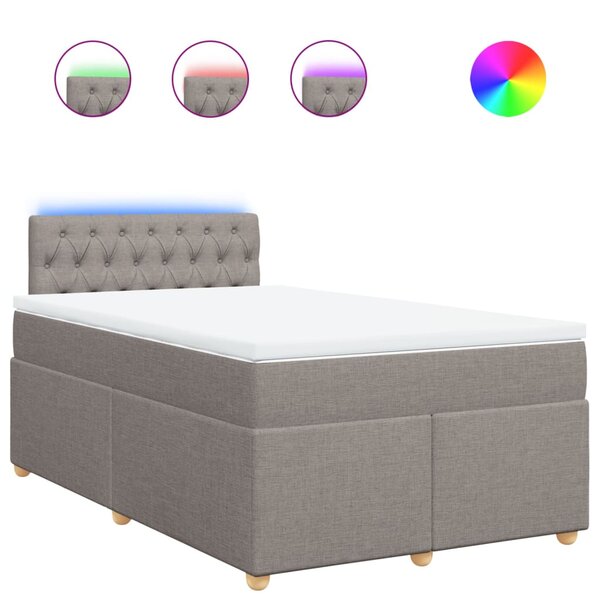 vidaXL Sommier à lattes de lit avec matelas taupe 120x190 cm tissu