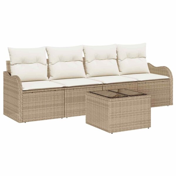 vidaXL Ensemble de canapé de jardin 5 Pièces Beige  Crème 55 x 55 x 37 cm