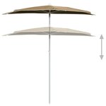 vidaXL Demi-parasol de jardin avec mât 180x90 cm taupe
