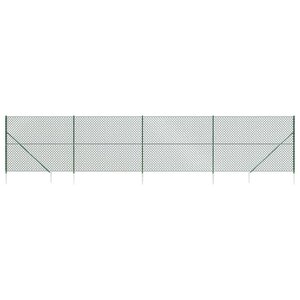vidaXL Clôture à mailles losangées avec piquet d'ancrage vert 1 4x10 m